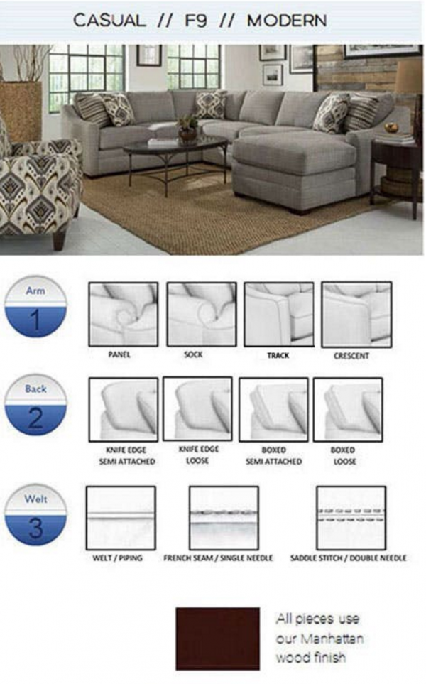 Craftmaster F9 Cuddler Sectional Living Room Furniture Sofa Bed Etc.