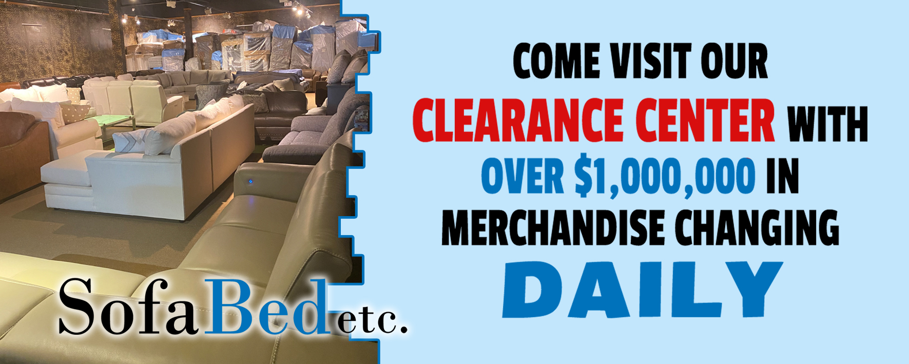 clearance banner for sofa bed
